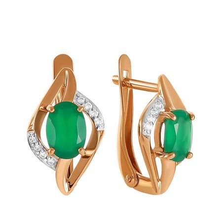 Серьги из золота с агатами и фианитами