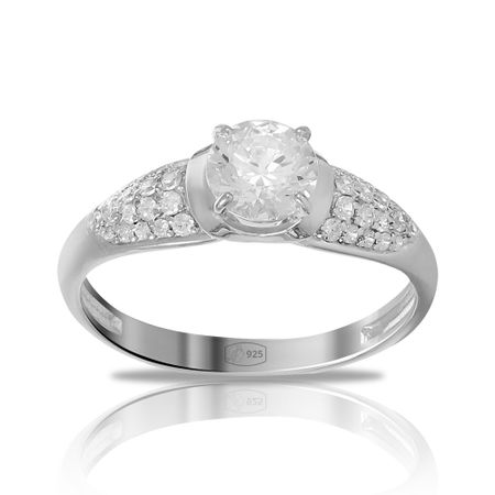 Кольцо из серебра с фианитом SWAROVSKI и фианитами