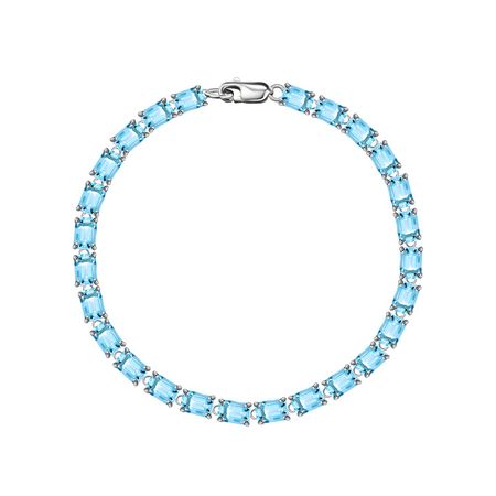 Серебряный браслет с топазом и родированием