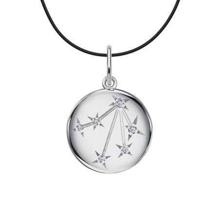 Серебряная подвеска с фианитами со знаком зодиака Весы