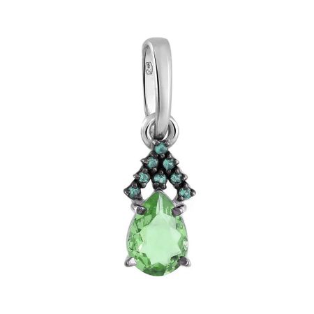 Серебряная подвеска с ювелирным стеклом и родированием