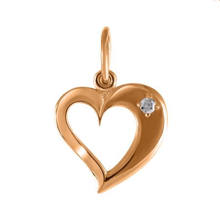 Серебряная подвеска Сердце с фианитом и позолотой