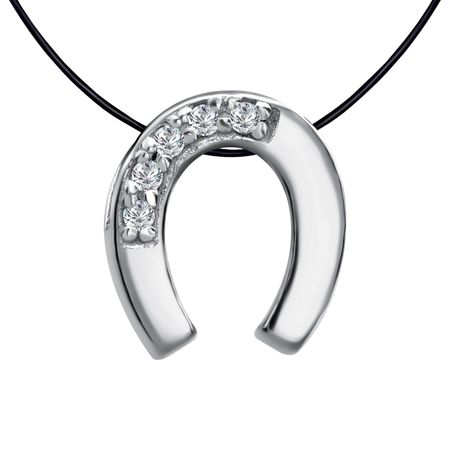 Подвеска Подкова из серебра с фианитами