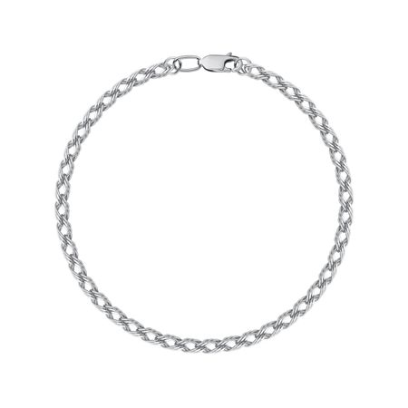 Серебряный полновесный браслет Тройной ромб с алмазной гранью и родированием