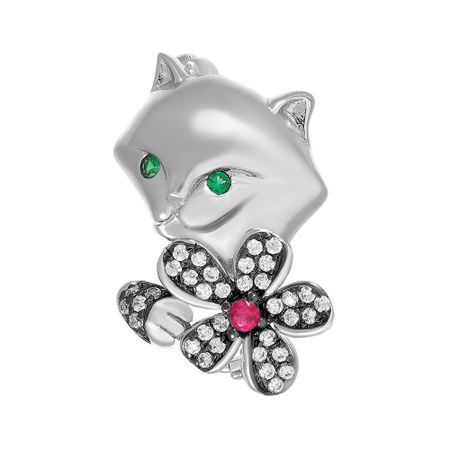 Подвеска Кошка из серебра с фианитами подвеска maxijoy кошка 9 6см розовая стекло