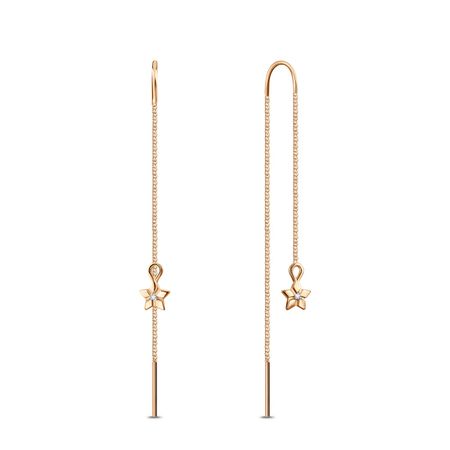 Золотые серьги Звезда с фианитами