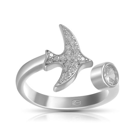 Кольцо Птица из серебра с фианитами конфета акконд птица дивная в шоколадной глазури 40 г