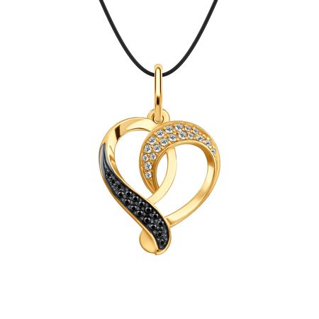 Серебряная подвеска с фианитами и позолотой с черным родированием