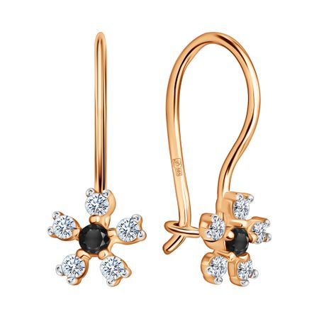 Золотые детские серьги со шпинелью нано и фианитами