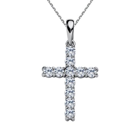 Серебряная подвеска Крест с фианитами и платинированием
