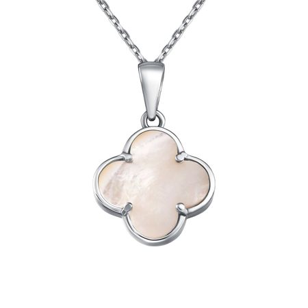 Серебряная подвеска Клевер с перламутром и родированием
