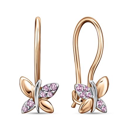 Золотые детские серьги Бабочки с фианитами