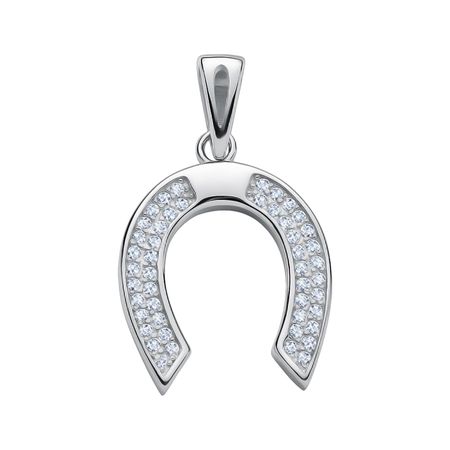 Серебряная подвеска Подкова с фианитами и родированием
