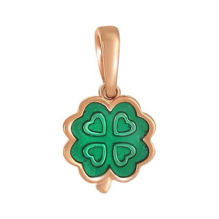 Золотая подвеска Клевер с эмалью