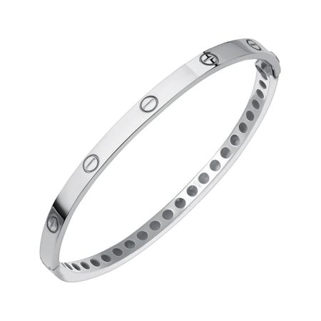 Золотой жесткий браслет с родированием мария летова жесткий рок