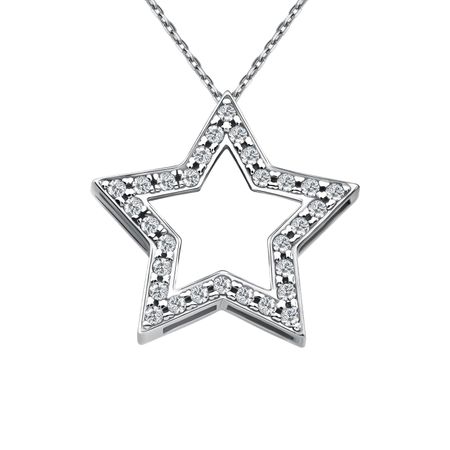 Серебряная подвеска Звезда с фианитами и родированием