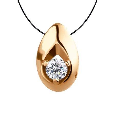 Серебряная подвеска с фианитом и позолотой