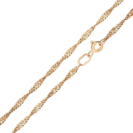 Золотая пустотелая цепочка Сингапур с алмазной гранью