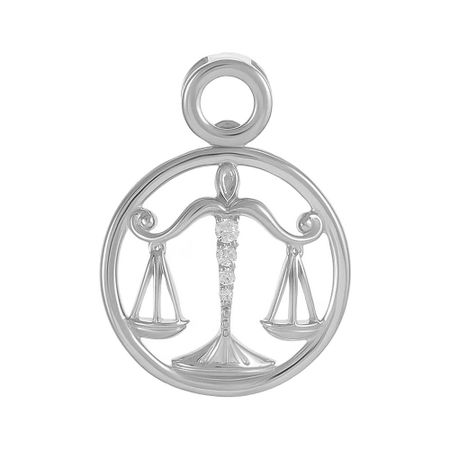 Серебряная подвеска с фианитами со знаком зодиака Весы