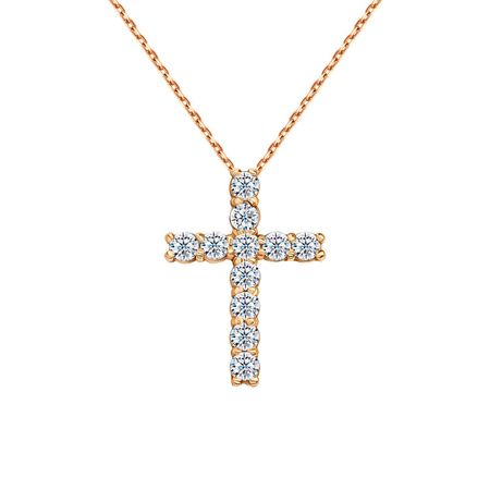 Серебряная подвеска Крест с фианитами и позолотой
