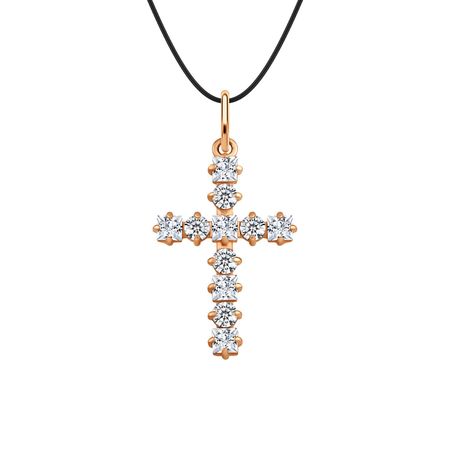 Серебряная подвеска Крест с фианитами и позолотой