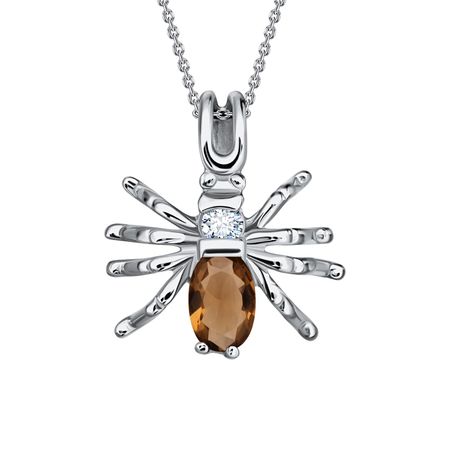 Серебряная подвеска с ювелирным кристаллом и фианитом с родированием