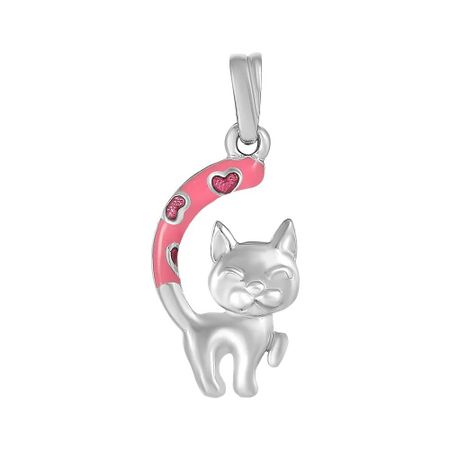 Подвеска детская Кошка из серебра с эмалью