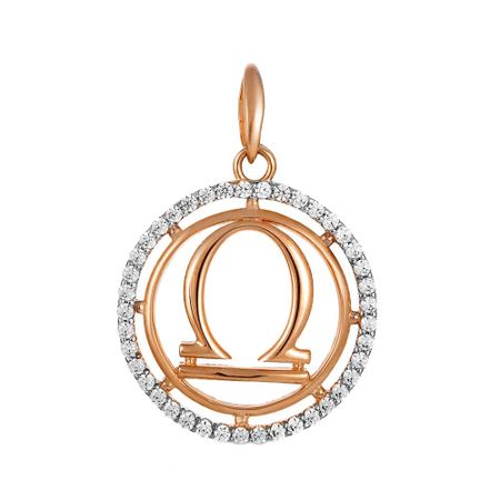 Золотая подвеска с фианитами со знаком зодиака Весы