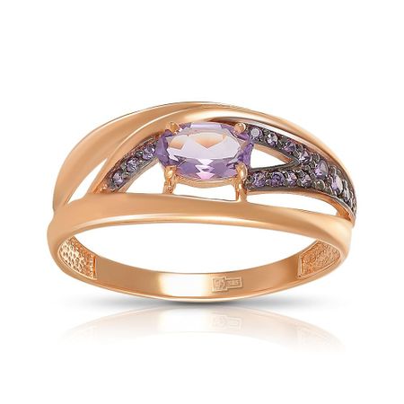 Кольцо из золота с аметистами и фианитами