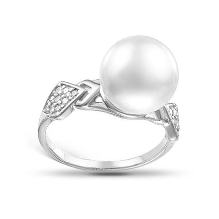Кольцо из серебра с жемчугом SWAROVSKI и фианитами