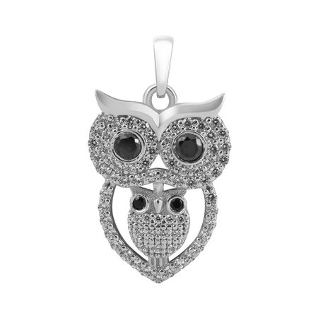 Серебряная подвеска со шпинелью нано и фианитами