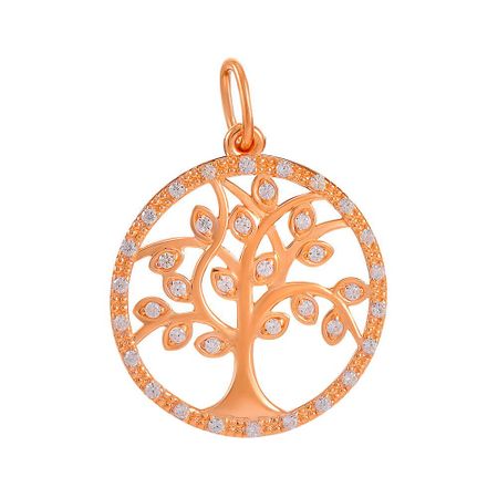 Подвеска Дерево из серебра с фианитами хру ное денежное дерево