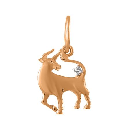 Золотая подвеска с фианитом со знаком зодиака Телец