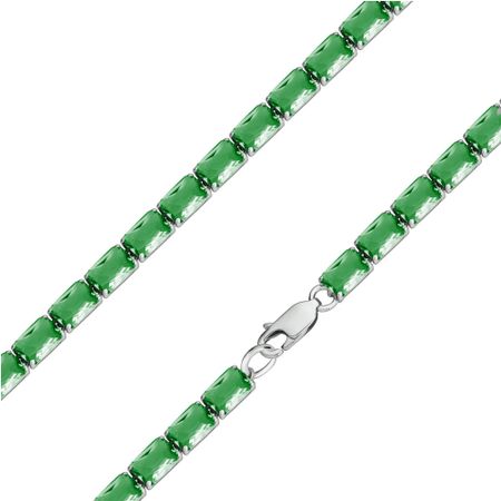 Серебряный браслет с ювелирным стеклом и родированием