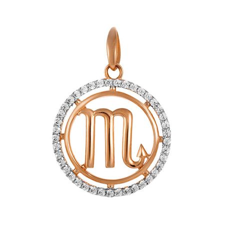 Золотая подвеска с фианитами со знаком зодиака Скорпион