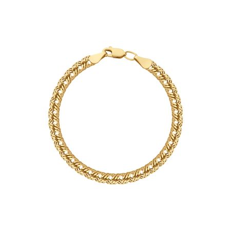 Серебряный полновесный браслет Тройной ромб с алмазной гранью и позолотой