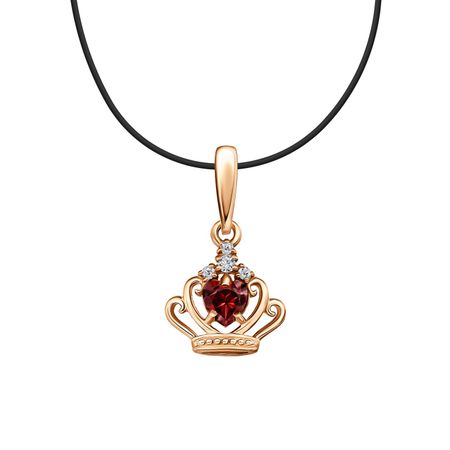 Серебряная подвеска Корона с фианитами и позолотой