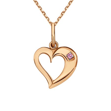 Серебряная подвеска Сердце с фианитом и позолотой