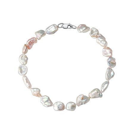 Браслет с жемчугом и серебряным замком с родированием