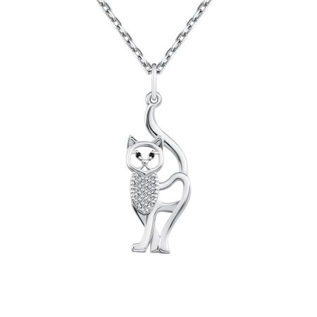 Серебряная подвеска Кошка с фианитами подвеска maxijoy кошка 9 6см розовая стекло