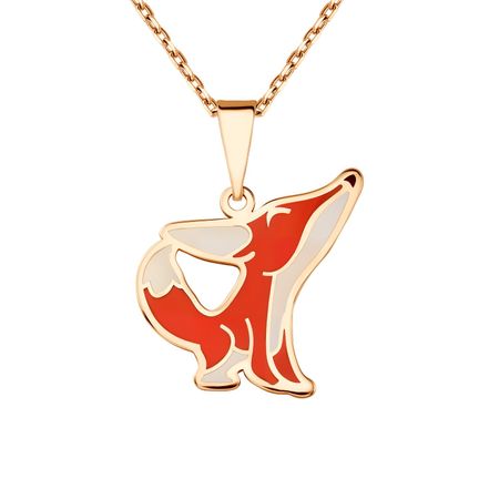 Серебряная подвеска Лиса с эмалью и позолотой лиса и дрозд