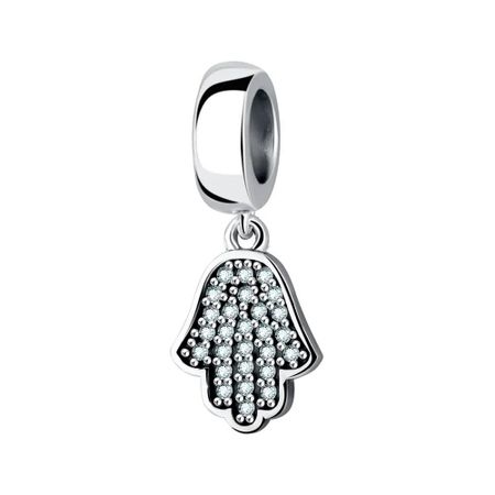 Серебряная подвеска Ладонь с фианитами и чернением
