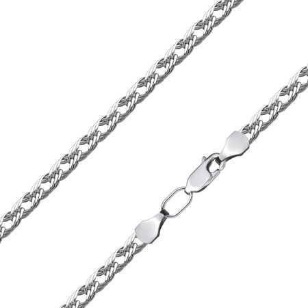 Серебряная цепочка Тройной ромб с алмазной гранью и родированием