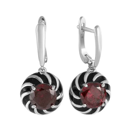 Серьги из серебра с кварцем и эмалью