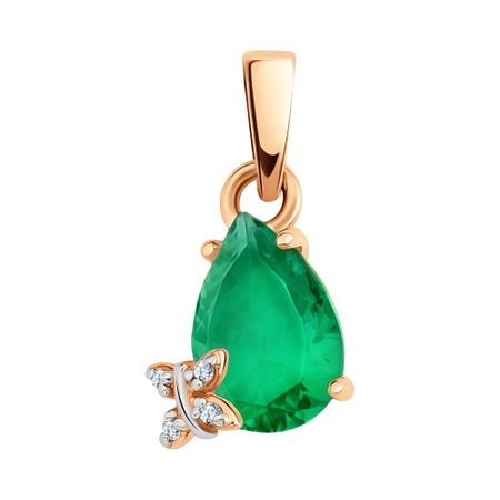 Золотая подвеска с агатом и фианитами с родированием