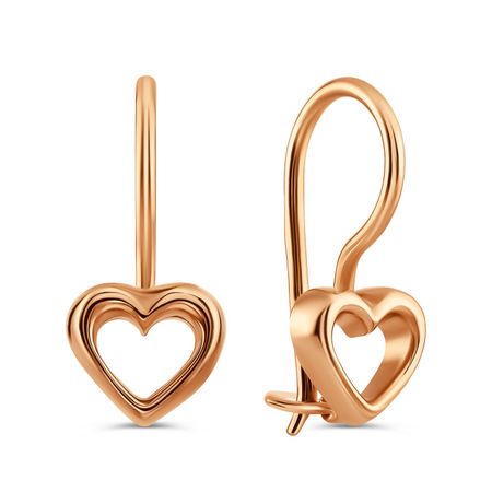 Серебряные детские серьги Сердце с позолотой