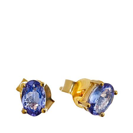 Серебряные серьги с танзанитами и позолотой