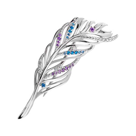 Брошь Перо из серебра с фианитами jinhao заменяемое перо для перьевых ручек