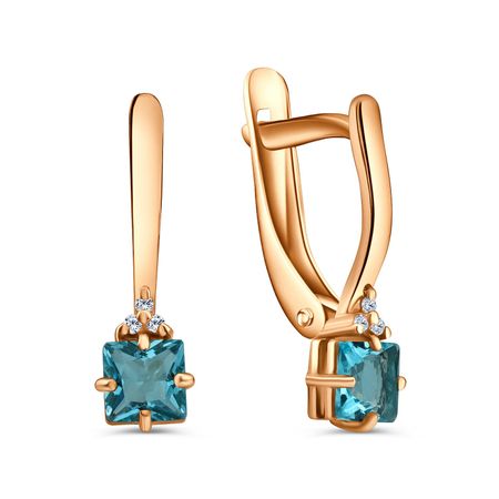 Серебряные серьги с алпанитами и фианитами с позолотой