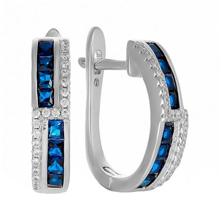 Серебряные серьги со шпинелью и фианитами